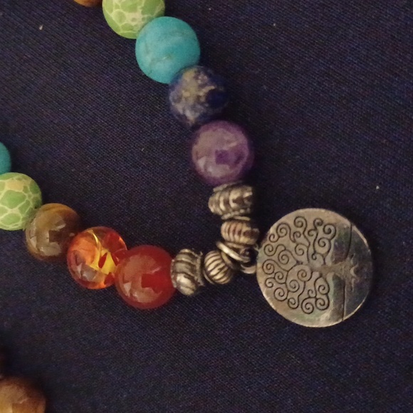 Tiger Eye and Mala Bead Necklace - Picture 2 of 3